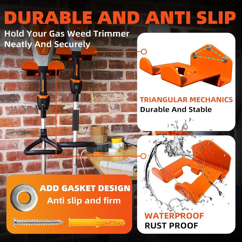 OSROENE Weedeater Hanger, 1 Pack Weed Eater Hanger for Wall, Heavy Duty Weed Wacker Hooks for Garage, Garage Organization Storage Shed Organizer Mounted Trimmer Rack - Image 4